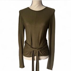 Modern Citizen olive green long sleeve top with tie waist detail Small